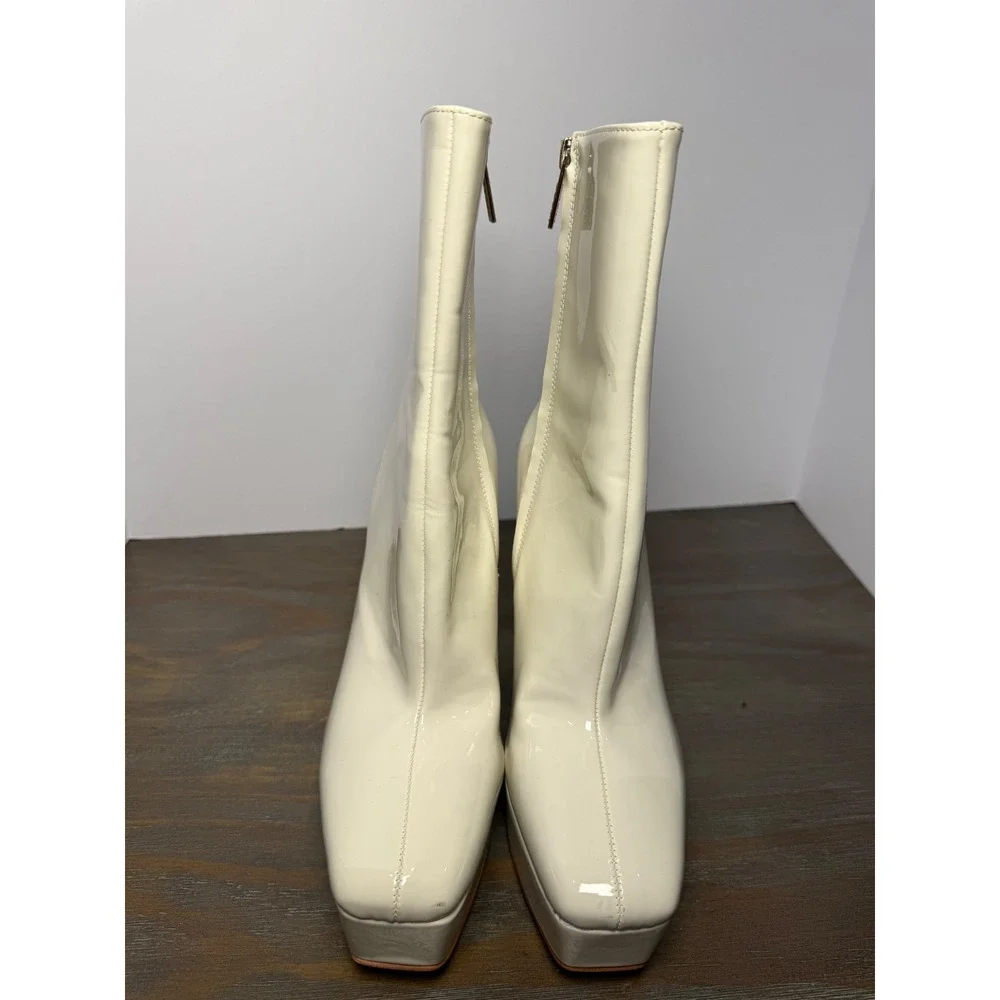GUESS Byra Ivory Platform Ankle Boots Chunky Heel‎ Y2K Bridal 8